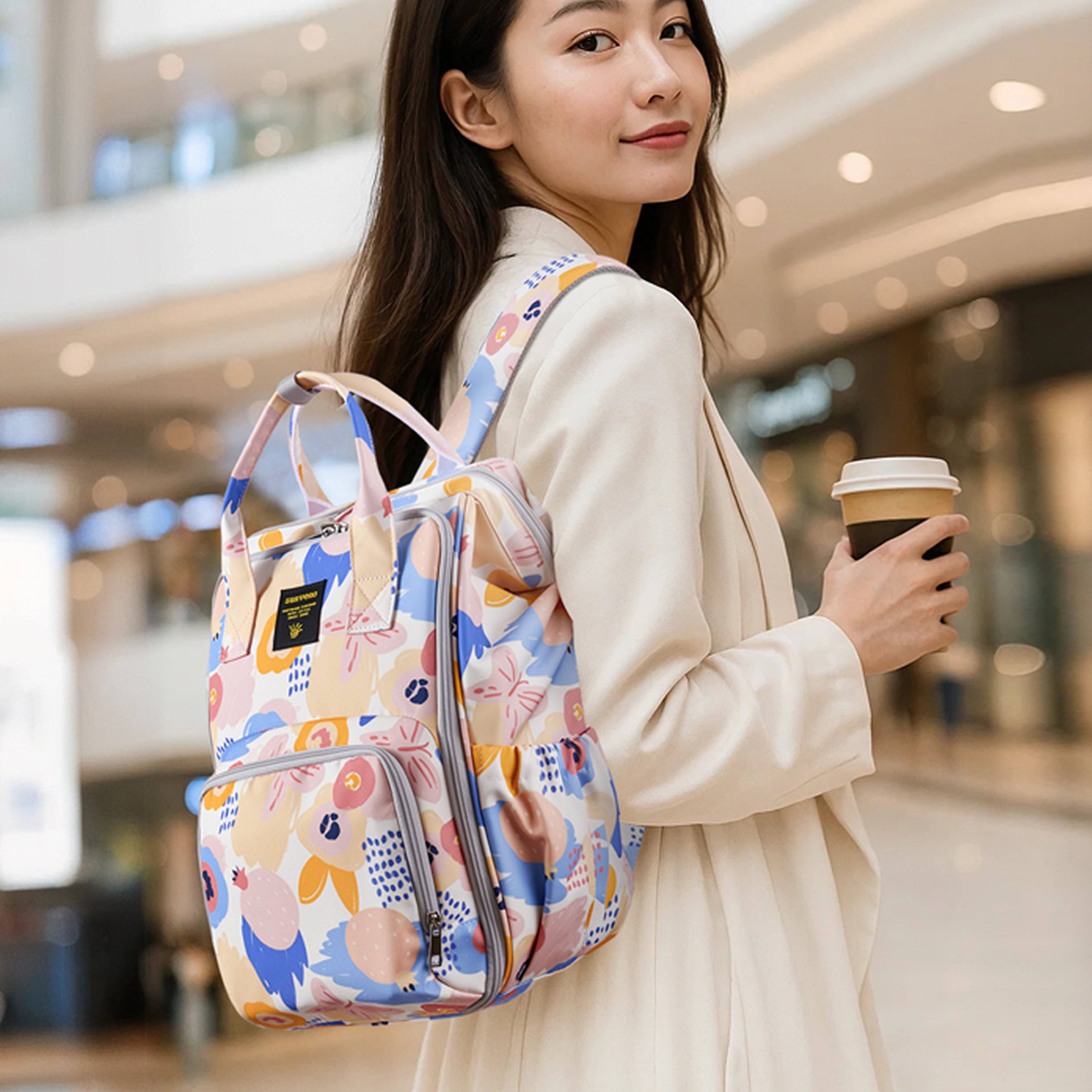 Wide Open Frame Diaper Bag Backpack