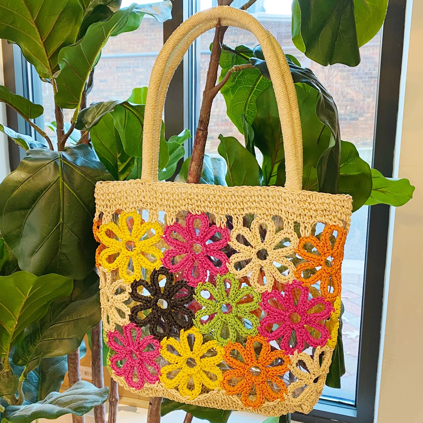 Hand Made Flower Power Tote Purse