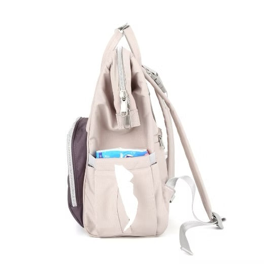 Waterproof Canvas Backpack Diaper Bag with Side Pockets