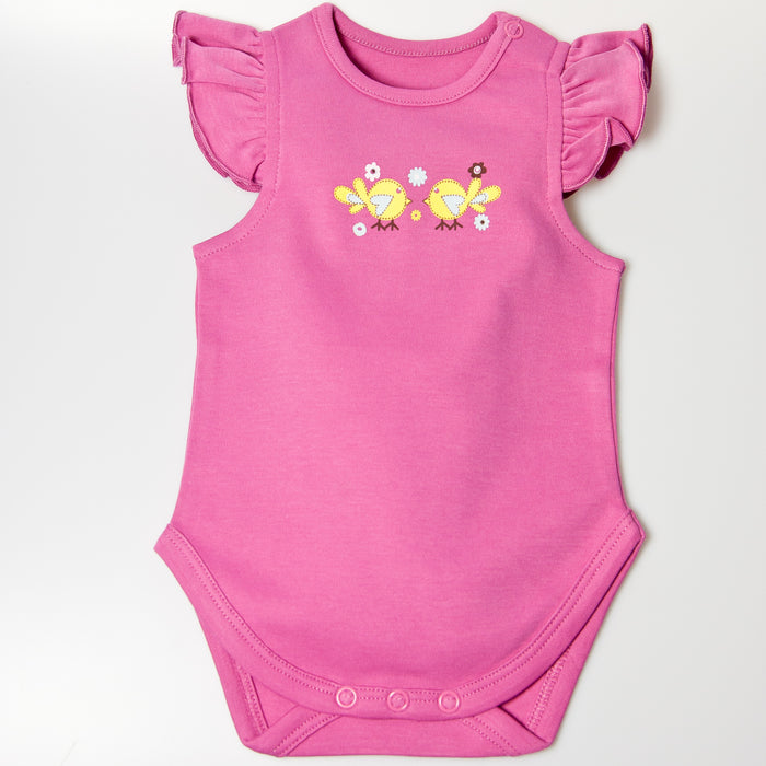 Ruffle Sleeves Bodysuit: Two Birds