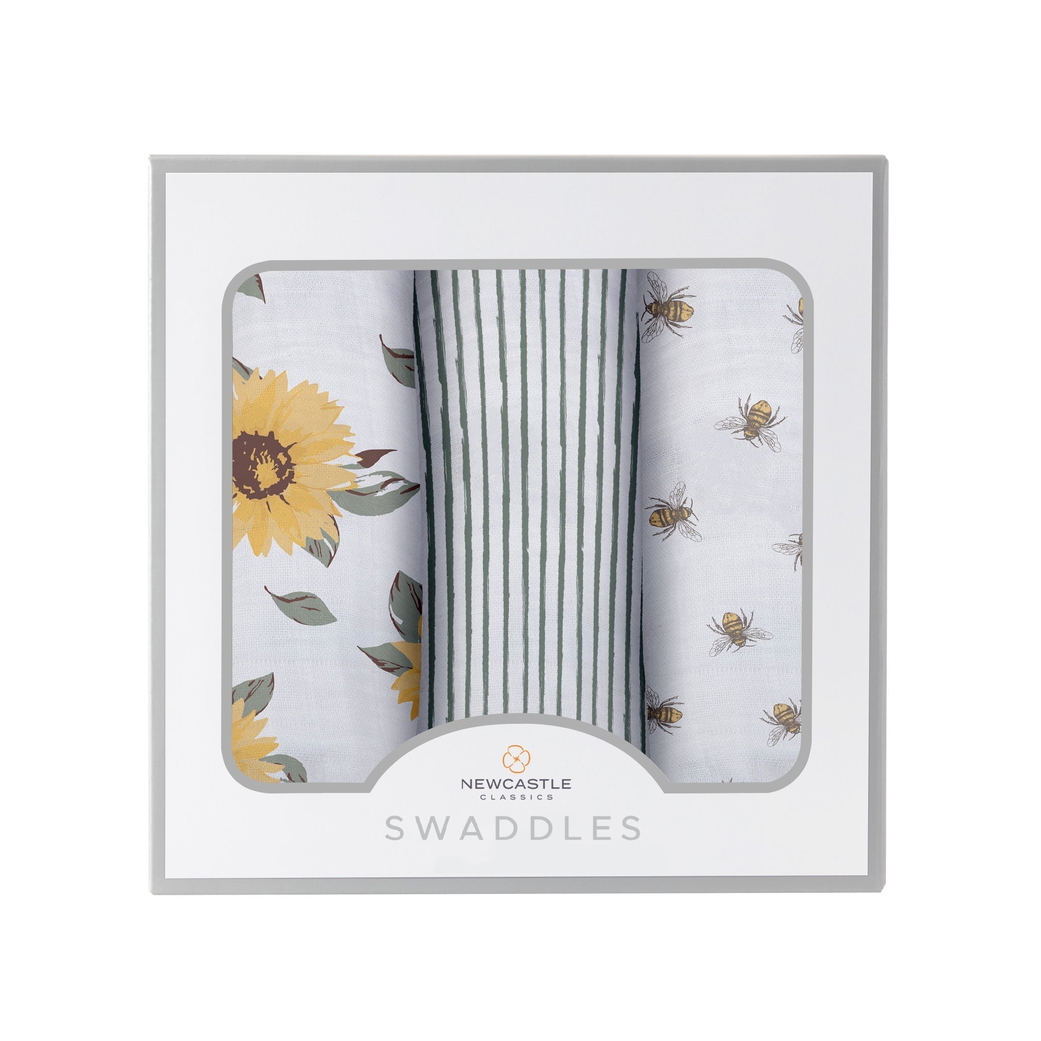 3 pack of muslin swaddles made from natural bamboo fibers