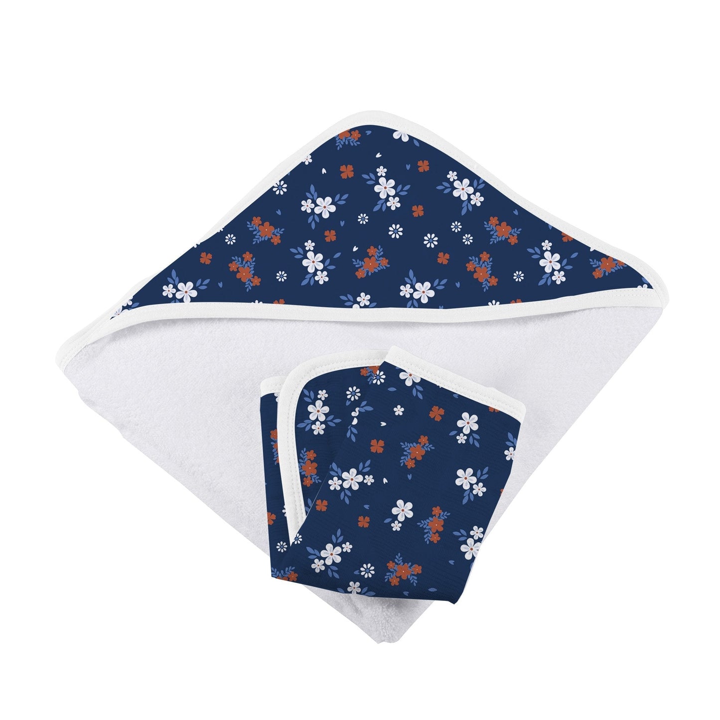 Serenity Floral Bamboo Hooded Towel and Washcloth Set