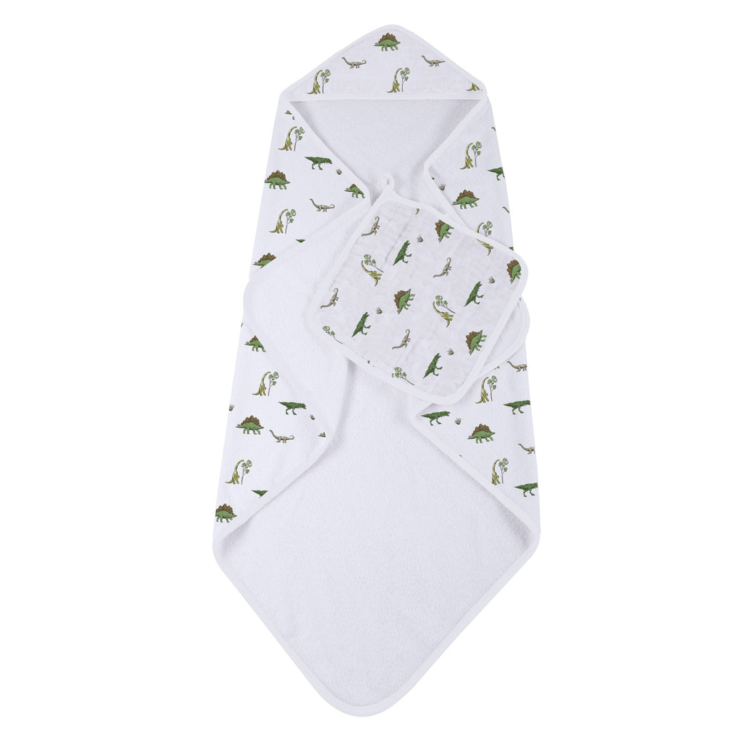 Dino Days Cotton Hooded Towel and Washcloth Set