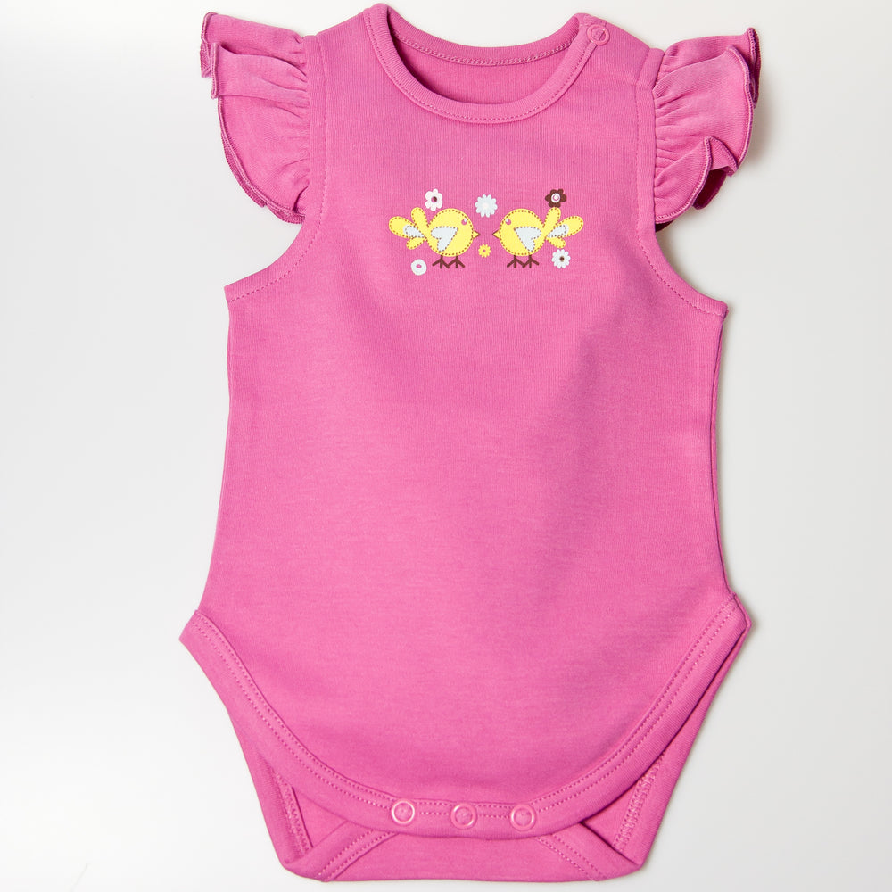 Ruffle Sleeves Bodysuit: Two Birds