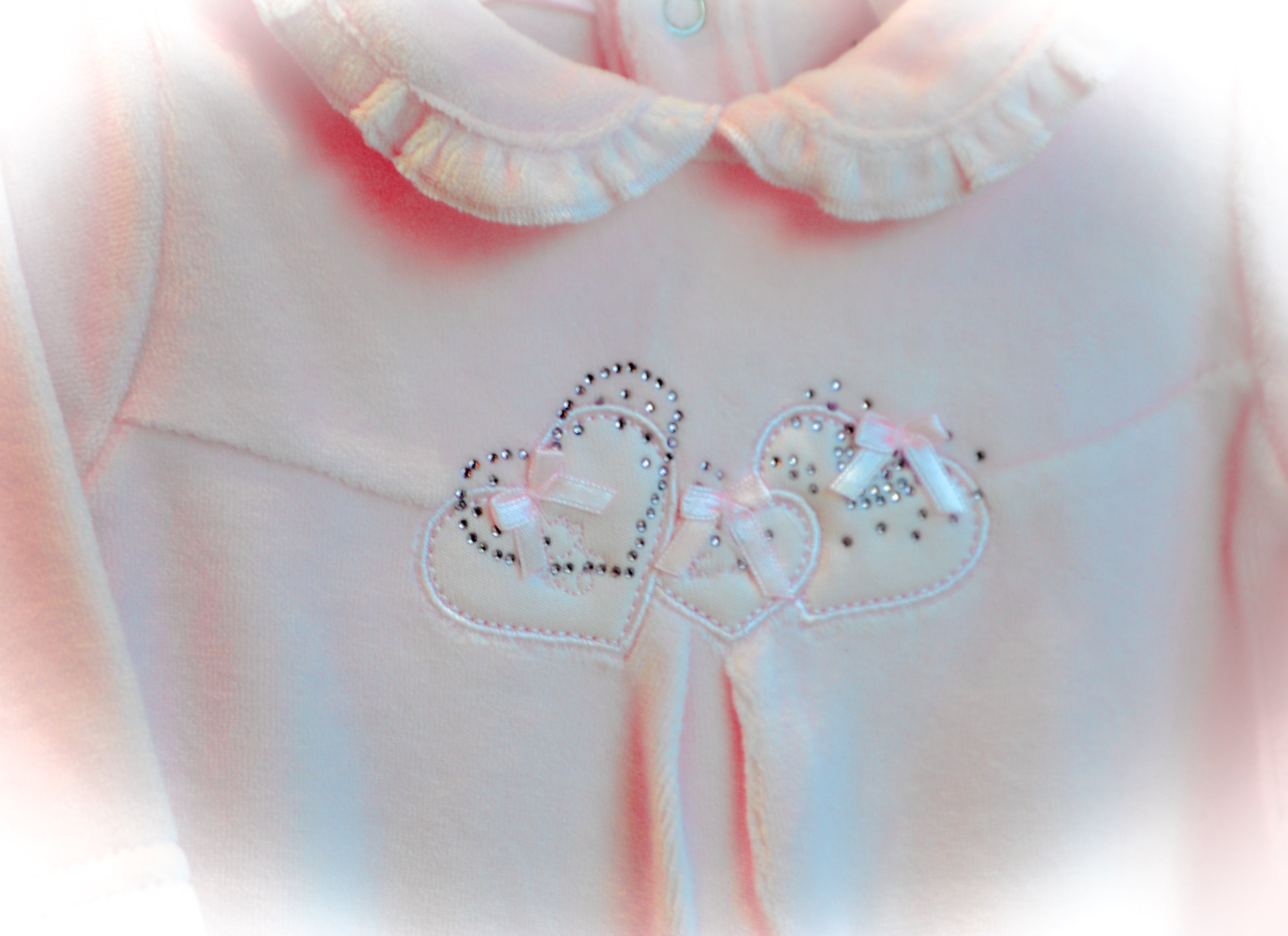 Heart Velour Footie