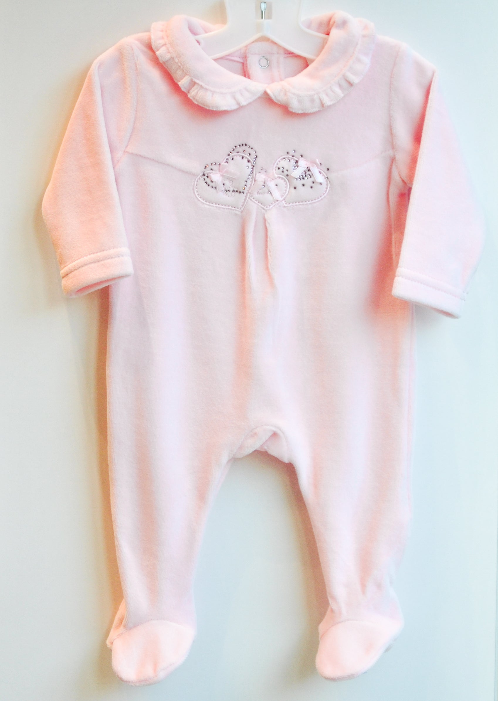 Heart Velour Footie