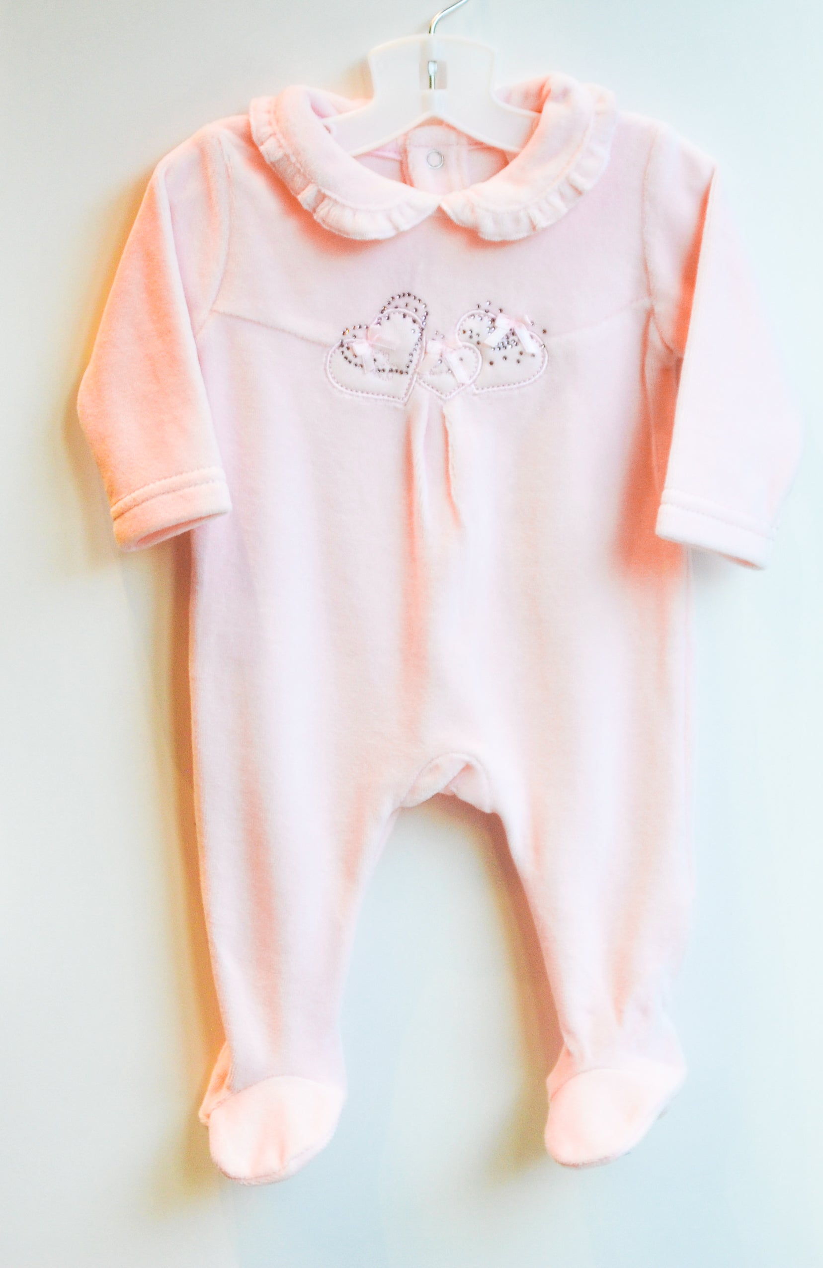 Heart Velour Footie