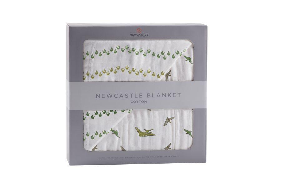 Dino Feet and Pteranodon Cotton Muslin Newcastle Blanket