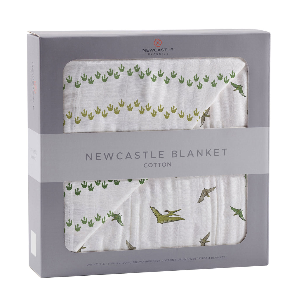Dino Feet and Pteranodon Cotton Muslin NewcastleBlanket