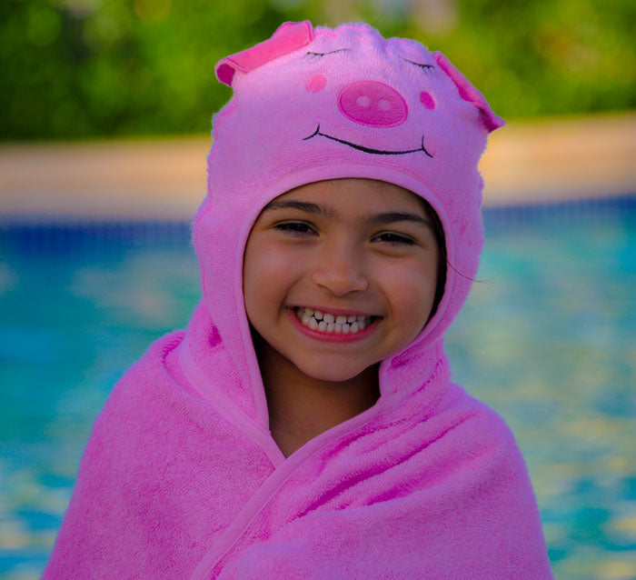 Bamboo Rayon Piggy Hooded Turkish Towel: Little Kid 2T-5T